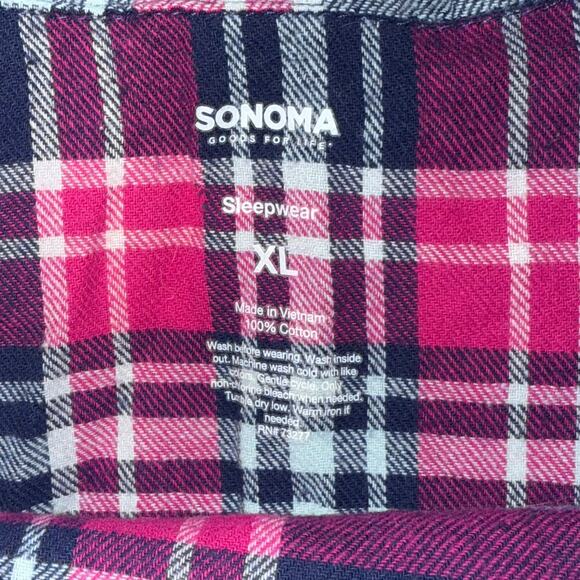 Sonoma Pink/Purple Plaid Flannel Pajama Set Sz XL - Picture 2 of 2